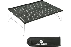 ROCK CLOUD Mini Camping Table Portable Ultralight Aluminum Folding Small Compact Picnic with Carry Bag for Picnic Beach Fishing BBQ Hiking Fishing