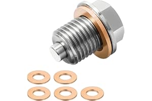 DEANKEJI Tappo Coppa Olio Motore, M14 x 1,5 Tappo Olio Motore, Acciaio Inox Vite Magnetica di Scarico Dell'olio, Magnetico Bullone Tappi Coppa Dell'olio, con 5 Rondelle, per Auto, Motociclistico