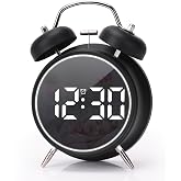 Coverzone &Ccedil;ift &Ccedil;anlı Dijital Alarm Saati &ndash; 70dB Y&uuml;ksek Sesli, LED Ekranlı, Sıcaklık ve Tarih G&ouml;sterimli, Sessiz &Ccedil;alışma, Gece