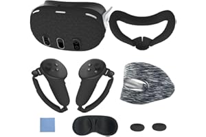 LILITOK Silicone VR Coque de Protection 7pcs for Meta Quest 3 Accessories, Manchons VR Grip-Lens Cover-Couvre-Visage-Coussin oculaire, Coussinet nasal Anti-Fuite VR Accessoire (Noir)