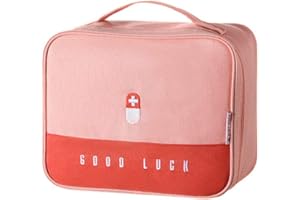 Souarts First Aid Bag Portable Medical Bag Empty First Aid Box Layered Medicine Bag for Camping Hiking Travel Home Car Office Emergency (A)