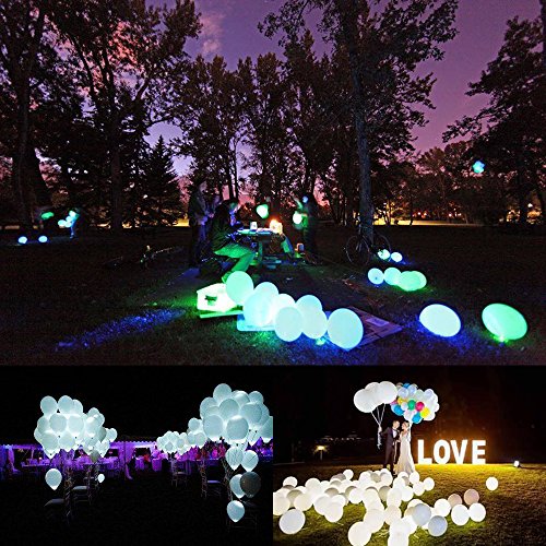 WEISLI LED Leuchtende Luftballons Blinkende Party Weihnachten Ballons 24 Stück – Gemischte Farbe mit Ribbon für Geburtstag Hochzeit Festival Party - 7
