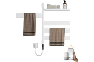 EMKE 180° Drehung Handtuchheizkörper Elektrisch, Badheizkörper Elektrisch mit Lagerregal, Wifi Smart Elektrischer Handtuchtrockner, Handtuchwärmer Handtuchhalter Elektrisch Weiß 120W