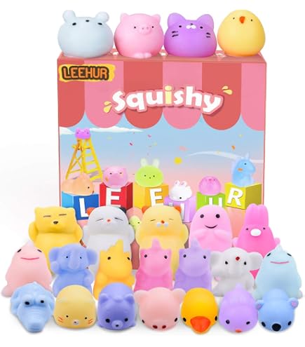 POWLYB 90 Squishies Animaux Kawaii – Mochi Squeeze Slow Rising, Anti-Stress, Emballage Individuel, Cadeau Anniversaire/Noël (Styles Aléatoires)