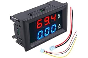 Heemol DC 100V 10A Voltmetro Amperometro Blu + LED rosso Voltmetro digitale Gauge (1PC)