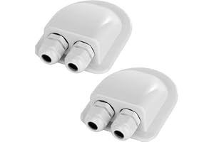 2 Pack of IP68 Waterproof Solar Cable Entry Gland by Restmo, Weather Resistant Dual Cable Entry Housing for Solar Panels of RV, Caravan, Marine, Boat, Cabin, White