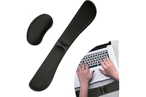 Honatrv Reposamuñecas Teclado Plegable,Reposa Muñecas Mouse, Reposamuñecas Ergonómico de Espuma Viscoelástica, El Juego de Reposamuñecas Negro es Fácil de Transportar y Reduce El Estrés en la Muñeca
