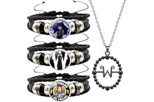 Syijupo Bracelet de cordon de poignet à thème du Mercredi 4 pièces, bijoux à thème du Mercredi, collier du Mercredi, bracelets pour les fans du Mercredi