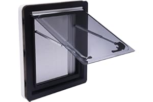 NIGORIY Caravan Seitenfenster, Wohnwagen Fenster, Push Fenster mit Fliegengitter, Ausstellfenster für RV Wohnwagen Fahrzeugen, Wohnmobile, Camper (450x500mm) - Schwarz und Weiß