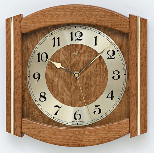 AMS F5822/4 Funk-Wanduhr, Holz, mehrfarbig, 35 x 35 x 12 cm