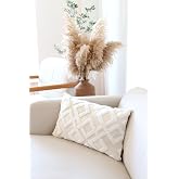 Bohem &Ouml;zel Tasarım Punch Pan&ccedil; Desen Dekoratif Dikd&ouml;rtgen Kırlent Kılıfı 28x50 cm Mila Ekru