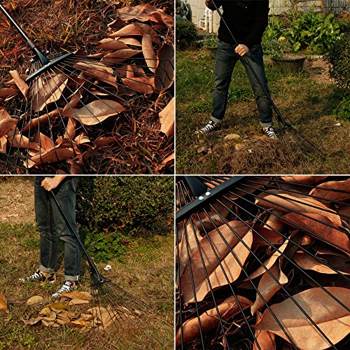 Rovtop Laubbesen Besen verstellbar Garten Laub-Rechen Arbeitsbreite 18cm bis 56cm 15 Zinken Max. 160cm Lang - 7