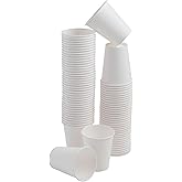 CUPTOYOU 75 قطعة أكواب من الورق المقوى يمكن التخلص منها 8 أونصة 250 مل، أكواب بيضاء ساخنة، كوب عصير ورقي، بار من الورق المقوى للحفلات