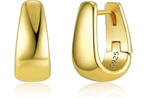 KISSPAT Gold Silver Chunky Hoop Earrings for Women, Large Hoop Hypoallergenic Thick Earrings Chunky Hoops Trendy Lightweight Hoops Earring Jewelry Gift