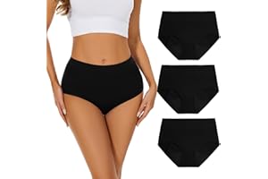 Molasus Washable Incontinence Pants for Women High Absorbency Period Underwear Ladies Menstrual Leakproof Cotton Knickers Postpartum Bladder Control Protective Briefs Black Multipack