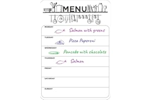 HOUHENCE Magnetic Weekly Planner Whiteboard, Magnetic Meal Planner, A4 Dry Erase Board for Fridge, Menu Board, Magnetic Memo Board Ideal for Notes, Meal Planning, Shopping List
