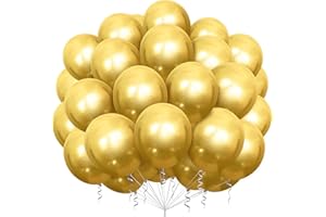 GHOIETV 100 Stück Luftballons Gold,12 Zoll Gold Latex Ballons,Geburtstag Luftballon,Helium Ballons für Geburtstage,Hochzeit, Babyparty,Schulfeier Party,Thema Partydeko