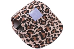 SHTGOI Casquette de baseball pour chien - Avec trous pour oreilles et mentonnière réglable - Motif léopard