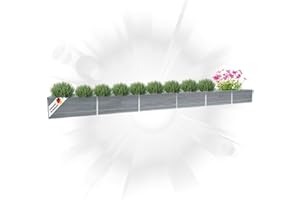 DELUKE® Hochbeet für Garten Oskar Grau | 600x80x45cm | Verzinkter Stahl | Wetterfest | Hochbeet Metall Gartenbeet Kräuterbeet Blumenbeet Beet hoch Frühbeet für Garten Gemüsebeet