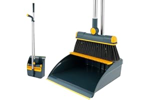 CIVG 97cm Balai et Pelle Long Manche,Tête de Balai Rotative à 180°,Pelle et Balayette Long Manche,Pliable Balai Pelle,Pelle Balayette pour Nettoyage Quotidien