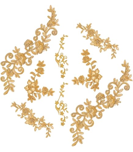 Golden Sequin Flower Embroidery Lace Ribbon - 3 Yards 9" Width Wedding Trimming For DIY Crafts & Bridal Decor