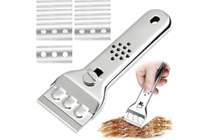 Ceranfeldschaber Edelstahl, RosyFate Glasschaber Ceranfeld, Ceranfeld Kratzer mit 15 Ersatzklingen, Schaber Ceranfeld für Kochfeld Backofen Induktionskochfeld Glaskeramik