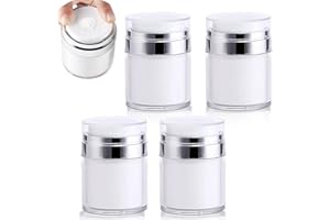 AICHARYNIC 4 Stück Airless Pumpspender, 50ml Creme Spender Creme pumpspender Leer Lotion Pumpflasche Vakuumflasche FüR Creme NachfüLlbare Reisecreme Flasche mit Deckel Tragbarer Kosmetischer BehäLter