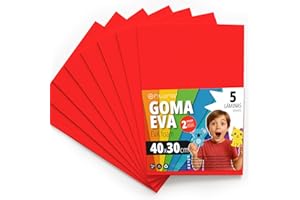 OFITURIA Fogli di Gomma Eva Colorata per Lavoretti Creativi, Fai-da-te, Progetti Scolastici, Scrapbooking, Decorazioni Artistiche e Biglietti 40x30cm (Rosso, 5 pz)