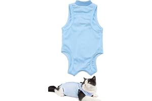 AEITPET Traje de recuperación Profesional para Gatos, Gata Camiseta de recuperación, heridas Abdominales Profesional para heridas, de recuperación quirúrgica Ropa Chaleco de pequeños Gatos (M, Azul)