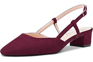 NobleOnly Mujer Chunky Ancho Bajos Gatito Heel Cuadrada Punta Sandalias Slingback Slip-on Pumps de Boda Cute Zapatos