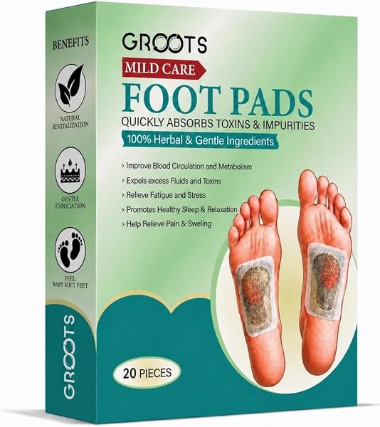 GROOTS Premium Foot pads, Foot Patches Stress Relief Patch Solution, Toxin Remover cleansing , Pain Relief ,Weight Loss Sleep Patch for Detoxification, For Men