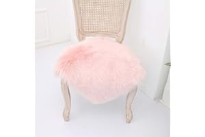 Martin Kench Faux Lammfell Sitzkissen, Schaffell Sitzauflage Longhair Fell Optik Nachahmung Wolle Sofa Matte (Pink,45 x 45 cm)