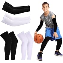 Manchons De Compression Anti-UV Pour Enfants – Sport (basket, Foot) – Lot 3 Couleurs (noir, Rose, Blanc)