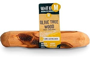 WOLF BELLY NATURAL PET GOODNESS Wolf Belly - Mordedor Palo de Olivo para Perros 100% Natural (Talla M) Juguete Perro Morder Resistente, Calma Estrés y Ansiedad, Palo para Perros, Hueso Perro Madera, Reduce Sarro y Placa