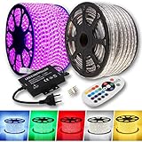 【24 Tasten Fernbedienung + RF Controller】Mit 24 key Fernbedienung, können Sie dimmen oder wählen Sie mehr als 16 statische Lichtfarben, 4 Beleuchtungsmodi (Blitz, Strobe, Fade, glatt). Und mit diesem RF-Kontroller müssen Sie nicht mehr gegen den Empfänger arbeiten, sie könnten durch die Wand auch gehen.