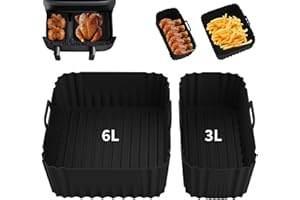 BAFIWU Silicone Air Fryer Liner for Philips Dual Basket Air Fryer 3000 Series,2 Pcs Reusable Air Fryer Accessories AirFryer Liners for Philips Air Fryer NA350/00