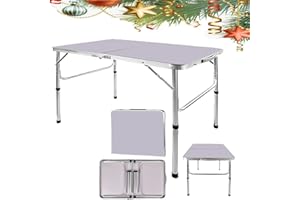 YOUSEAHOME Picnic Folding Tables, 3ft Heavy Duty Aluminium Foldable Portable Adjustable Height Lightweight for Camping with Carry Handle for Indoor Kitchen, Dinner, Catering, Buffet and Garden (90x60x37/67cm)