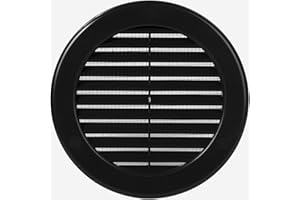 Vent Systems 100 mm / 4" Inch (Opening Dimensions) Black Soffit Vent Cover - Plastic Round Air Vent Grille - Built-in Mesh Screen - HVAC Register Louver for Bathroom, Home, Kitchen