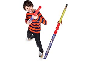Geospace Hand Held Pump Rocket - Medium Size Set with 30" Long Single Launcher for Outdoor or Indoor Safe Play for Kids