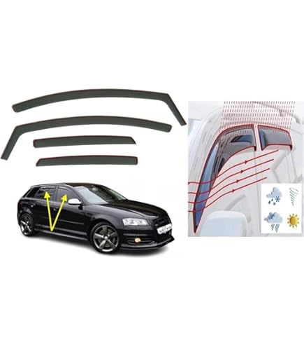 Estrattore Aria Set Di 2 Deflettori Aria HEKO Per Audi A3 Sportback 5 Porte (2004-2012) - Antiventro Neri, Facile Installazione Deflettori Aria Audi A3 - Foto 9