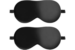 Quelcc Maska do spania, jedwabna maska na oczy, miękka maska na oczy do spania, lekka konstrukcja zaciemniająca, z regulowanym paskiem, na noc, w podróż, drzemka (czarna)