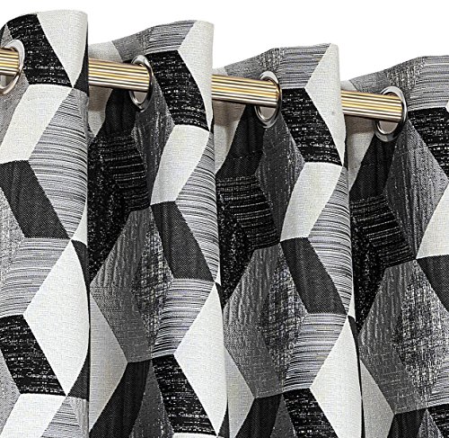 Onlyyou Geometrische Muster, Jacquard – Vorhänge für Schlafzimmer, Wohnzimmer, Kinderzimmer, Schwarz Weiss, Satz von 2 Stück, Jedes Stück 140cm Breite X 245cm Länge - 4