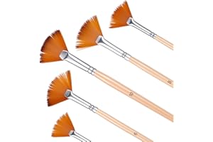 BOHUIZ Fan Brush for Painting, 5 Pcs Fan Brush Set Long Wood Handle Paint Brushes Soft Anti-Shedding Professional Artist Painting Brushes for Acrylic Oil Watercolor Gouche Kits(2#, 4#, 6#, 8#, 10#)