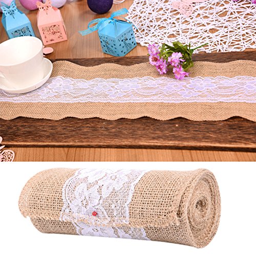 Stuhldekoration Jute Band Stuhl Schärpe mit Spitze für Hochzeit LianLe - 2