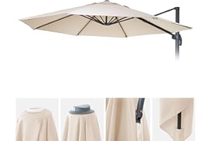 Mendler Revêtement de Parasol HWC-A96 8 Baleines Rondes Ø4m 220g/m² Polyester crème-Beige