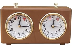 BEKASA Schachuhr Timer, Schachuhren Analog Mechanischer Countdown Timer Schachuhr, Professioneller Wettkampf Timer Uhrwerk angetriebener Timer für Turnier Brettspiel(Braun)
