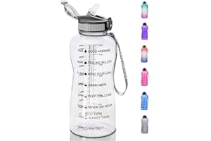 MYFOREST Bouteille d'eau 2200ml Grand Gourde Sport 2,2 Litre, 100% Lavable au Lave-Vaisselle! Marqueur de Temps pour Hydratation Motivationnelle, sans BPA, anti-Chute, Buse Rabattable