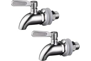 GERUI 2 Stücks Getränkespender Zapfhahn Ersatz Weinfass 304 Edelstahl Wasserhahn für Kalte und Heißes Getränk, für Bierfass, Glas, Trinkbrunnen (16mm) (B-Stil 2 Stücks)