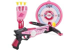 deAO Gioco di Tiro al Bersaglio Set di Balestra Giocattolo per Bambini Playset Include Il Bersaglio con Supporto e Cintura per Frecce di Plastica