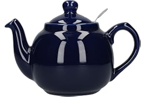 London Pottery 72190 Mały czajniczek z zaparzaczem do domu, ceramiczny, kobaltowy niebieski, 2 filiżanki (600 ml)